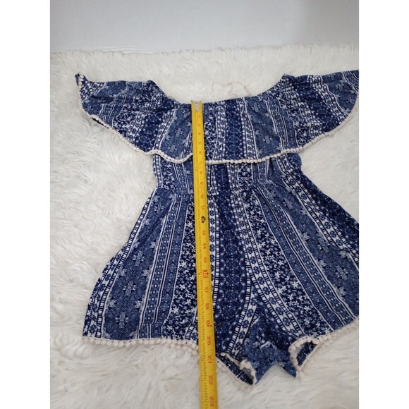 Rue21 Off  Shoulder Blue Flower Print Romper  Women’s Size Small - Picture 3 of 8